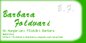 barbara foldvari business card